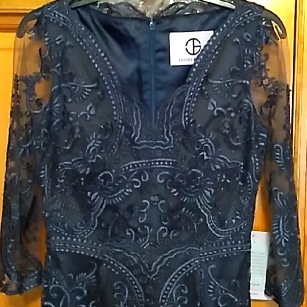 JS Collections Embroidered Mesh Blouson Gown NWT - Picture 8 of 11